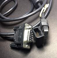 HP serial cable for 200LX and adapter for 95LX, showing open ends.JPG